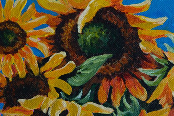 Sunflowers in Brown Vase