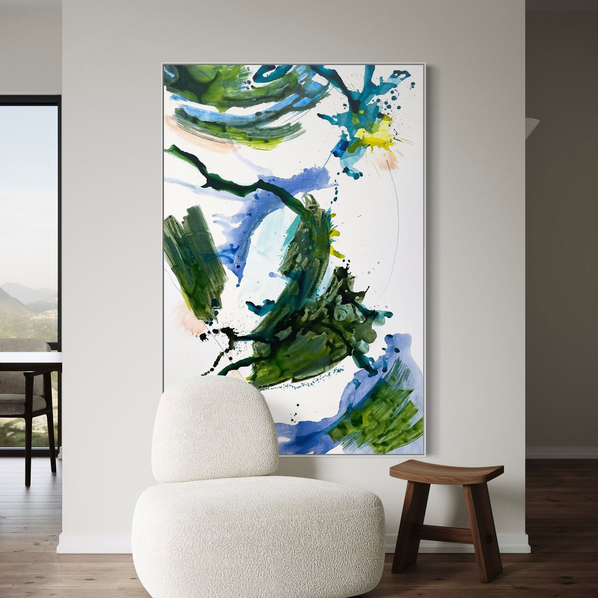 Abstract Landscape Acrylic Painting By Cheryl Harrison, 39 X 59, Spilling Sunlight, Original Artwork