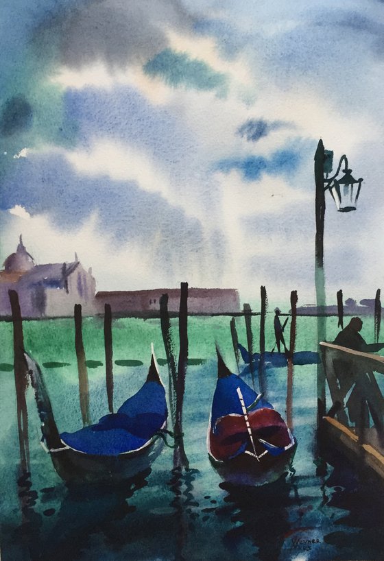 Venetian boats. Italian landscape