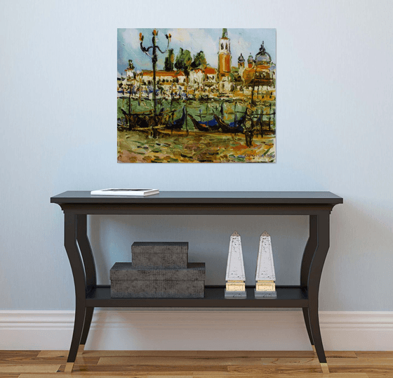 VENICE - Venetian landscape , original oil on canvas 62x73