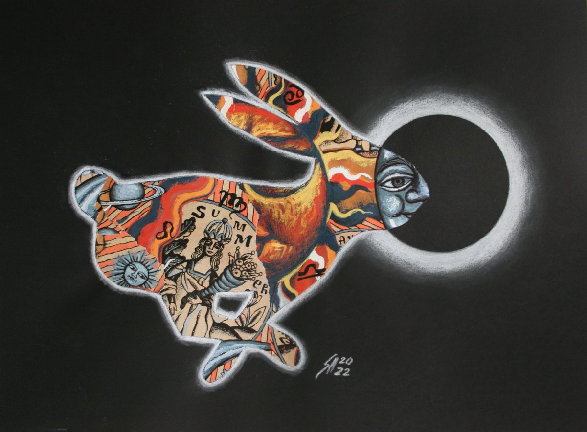 Animal Collage By Salana Art / Svetlana Samovarova, 15 X 11", Unknown Xi , Hare Ii, Original Artwork