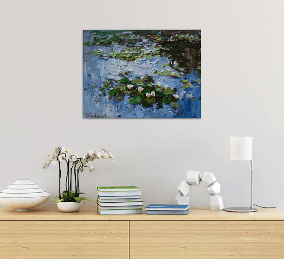 White water Lilies - Original Oil painting