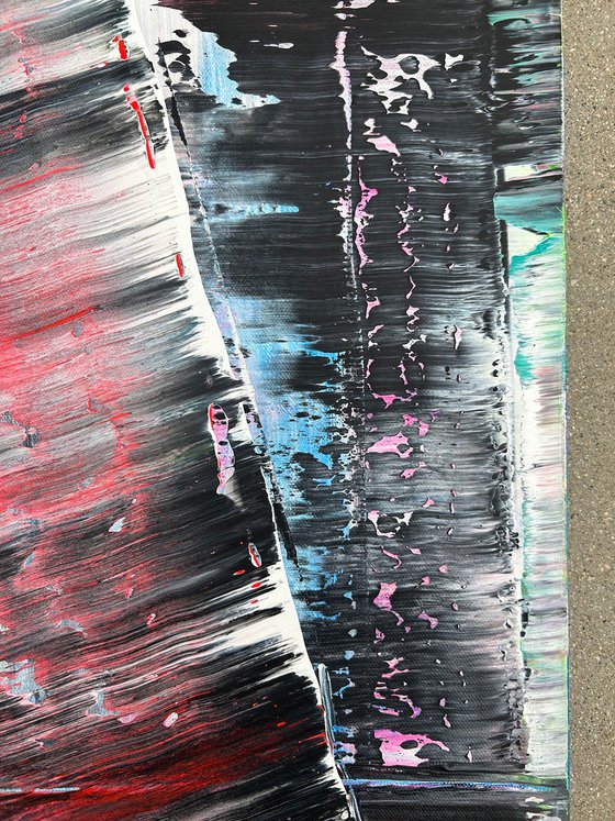 "Know When To Fold 'Em" - Original Large PMS Abstract Acrylic Painting On Canvas - 24" x 48"