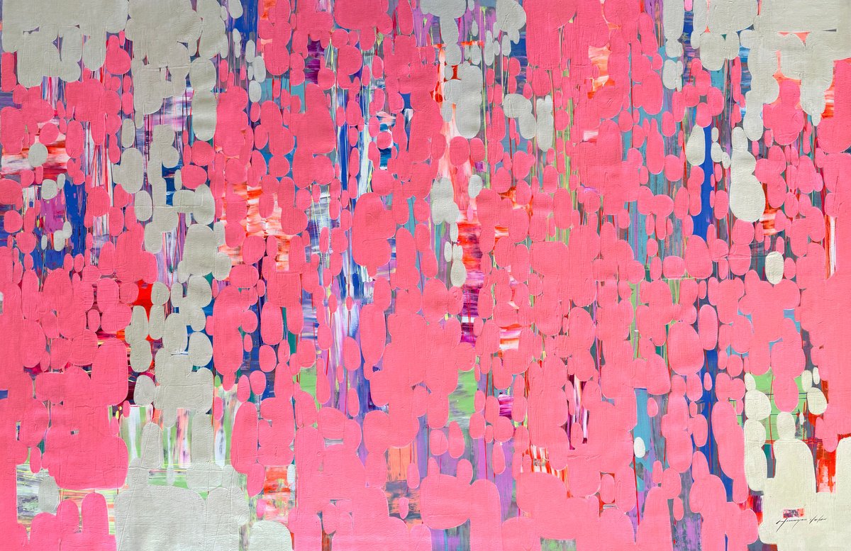 Abstract Oil Painting By Vahe Yeremyan, 66 X 42", Place Above, Original Artwork