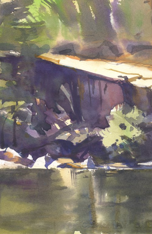 "A lake cliff of Korostyshiv canyon" by Merite Watercolour