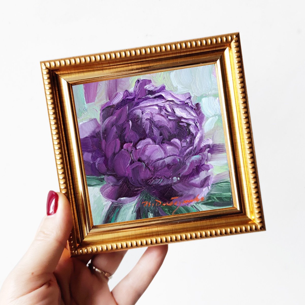 Peony flower purple by Nataly Derevyanko