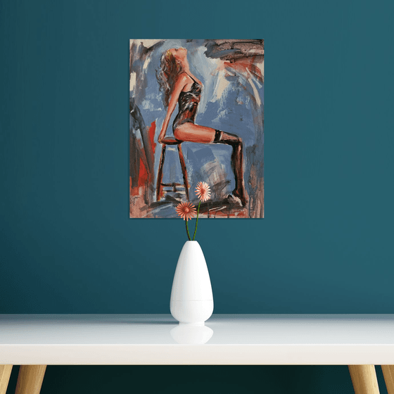 Personal Moment III -Woman Painting on MDF