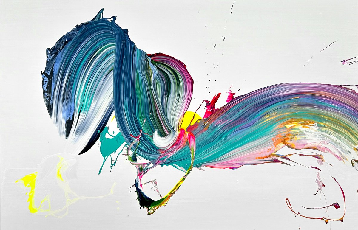 Organic Abstract Acrylic Painting By Nikolaos Schizas, 59 X 39", Un Ano Mas, Original Artwork