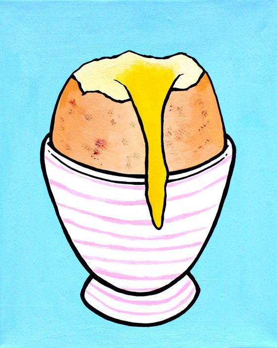 Boiled Egg Pop Art Painting on Miniature Canvas