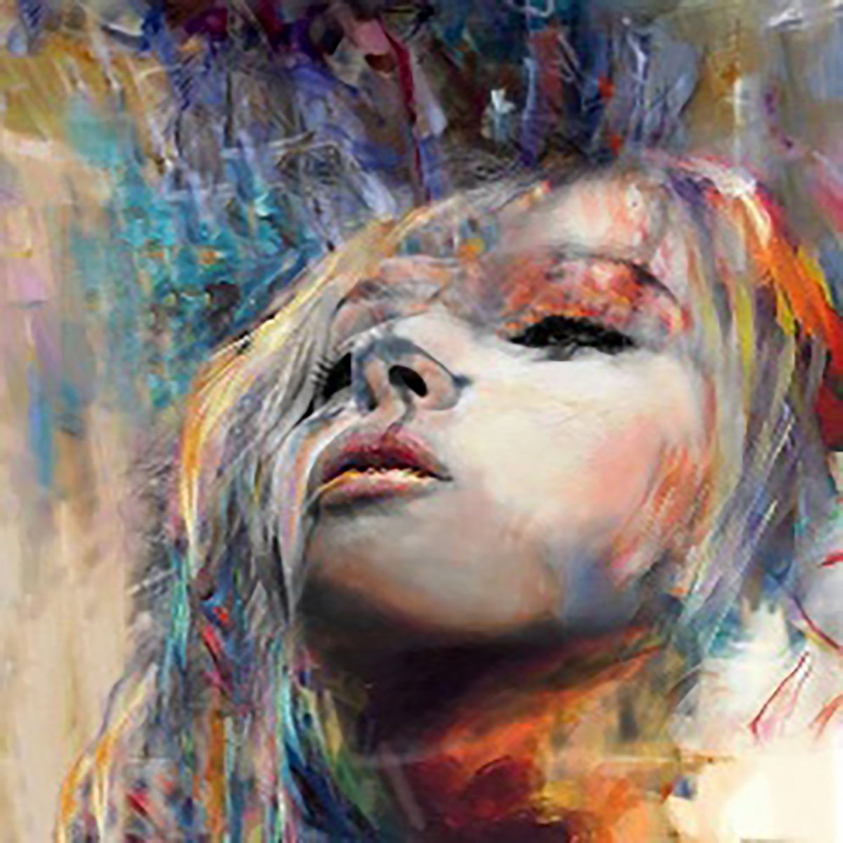 Impressionistic Portrait Oil Painting By Kenneth Halvorsen, 18 X 18", Saturday, Original Artwork