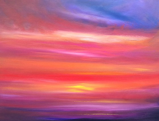 Sunset, Skyscape, Red, African Skies - XL, Modern Art Office Decor Home