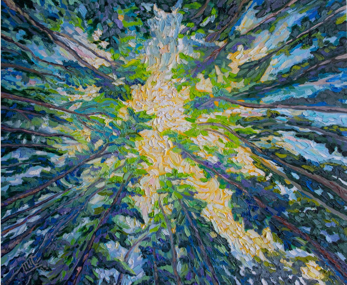 Impressionistic Landscape Oil Painting By Lilit Vardanyan, 28 X 24", Transition To Noon, Original Artwork