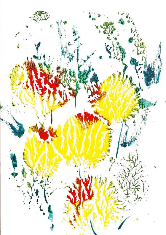 The Last of the Yellow Tulips-2- Set of two Monoprints