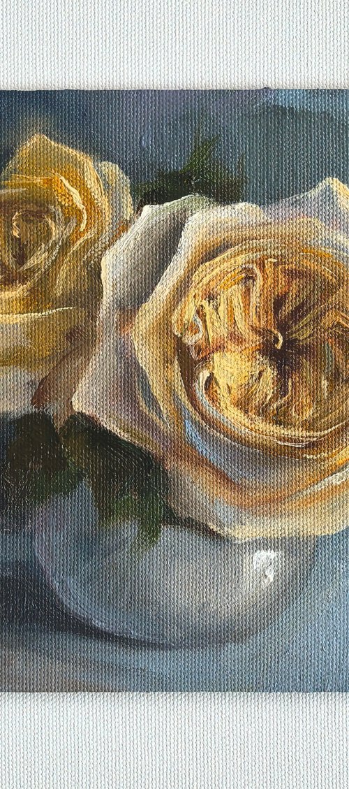 White roses still life by Leyla Demir