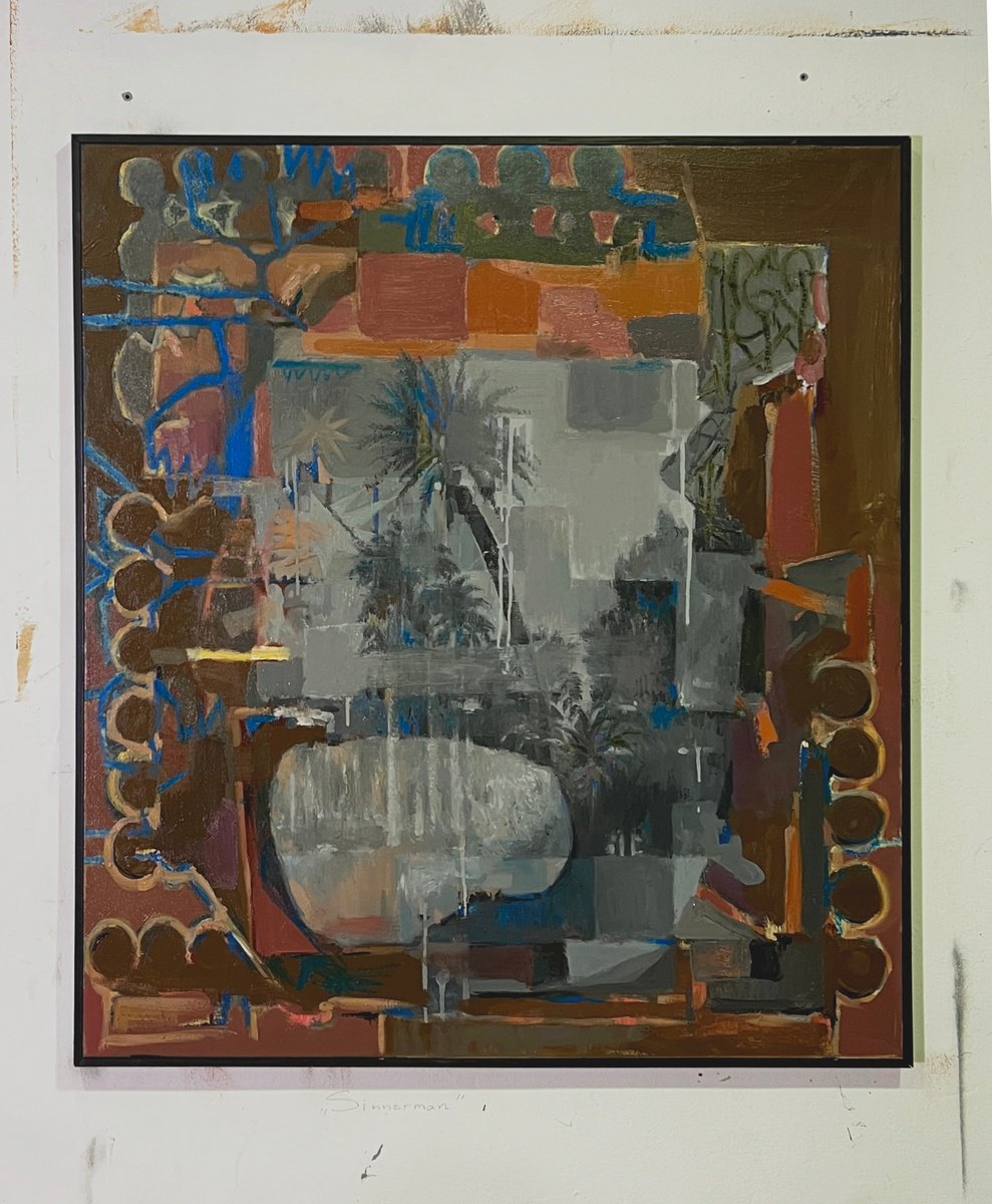 Organic Cityscapes Oil Painting By Mykhailo Korobkov, 35 X 39", Otro Paisaje 3, Original Artwork