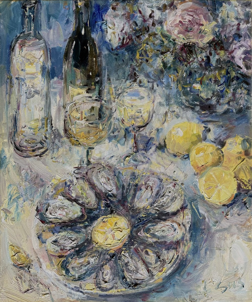 Still Life With Oysters By Liubou Sas, 20 X 24, Artwork For Sale On Artfinder