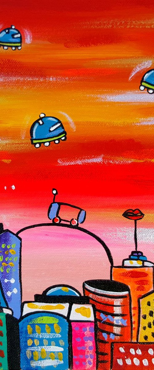 Pink Sunset City by Maria Luisa  Azzini