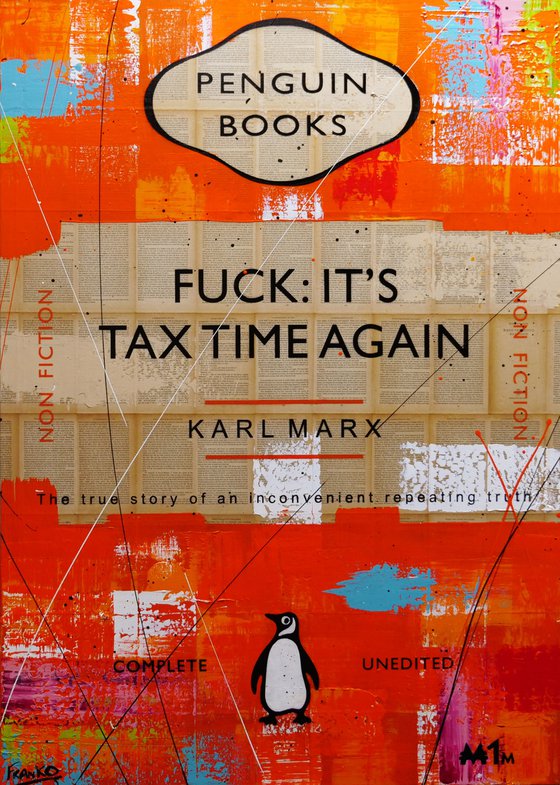 Tax Time Tango 140cm x 100cm Fuck It's Tax Time Book Page Urban Pop Art