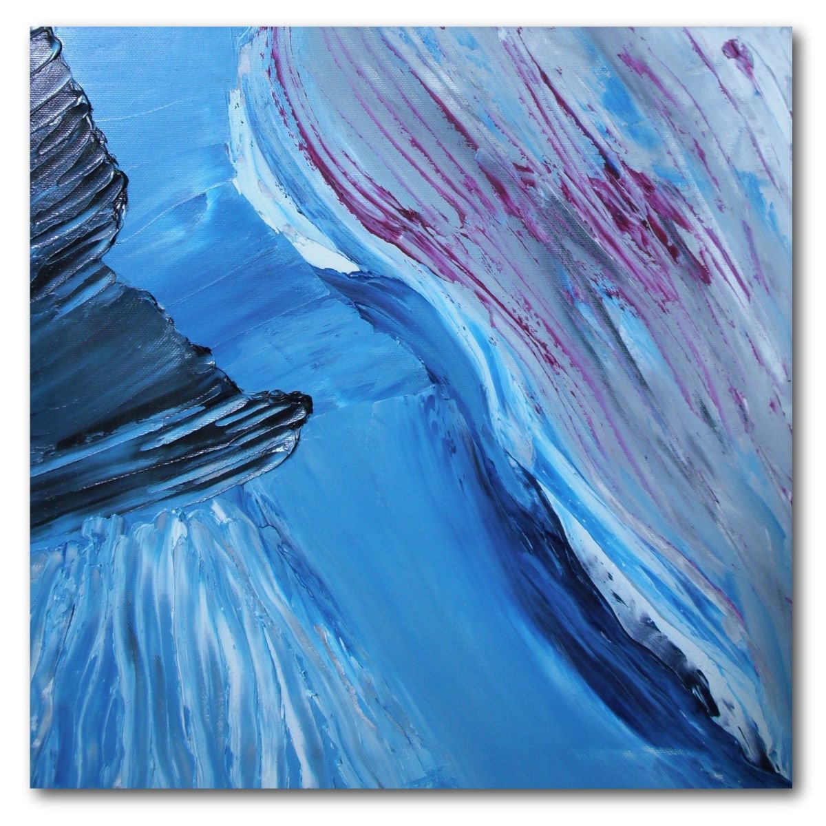Flooded river - 40x40 cm, Original abstract painting, oil on canvas by Davide De Palma