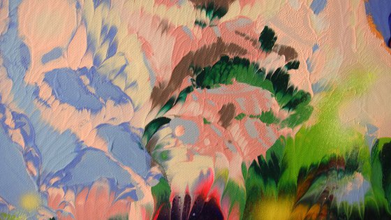 63" Extra Large Floral Abstract painting "Dance of flowers"