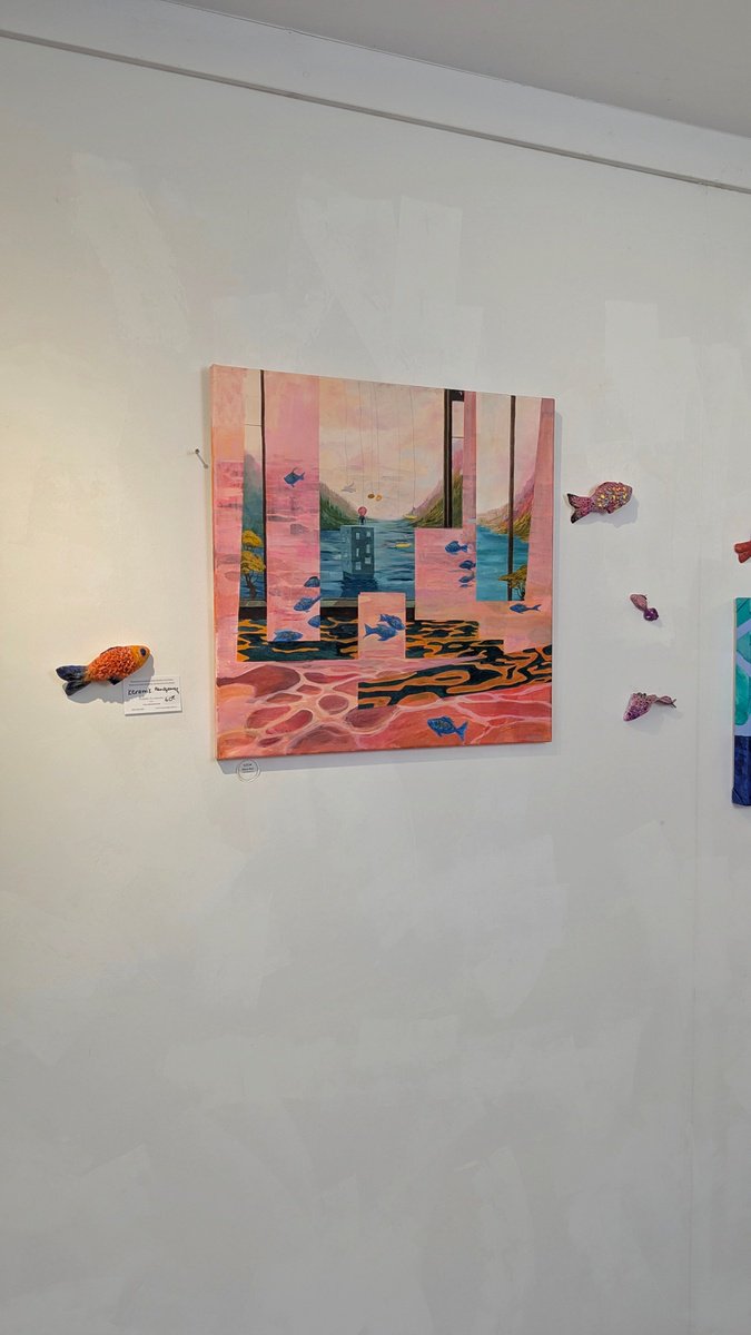 Surrealistic Landscape Oil Painting By Alena Reit, 24 X 24, Long Way, Original Artwork