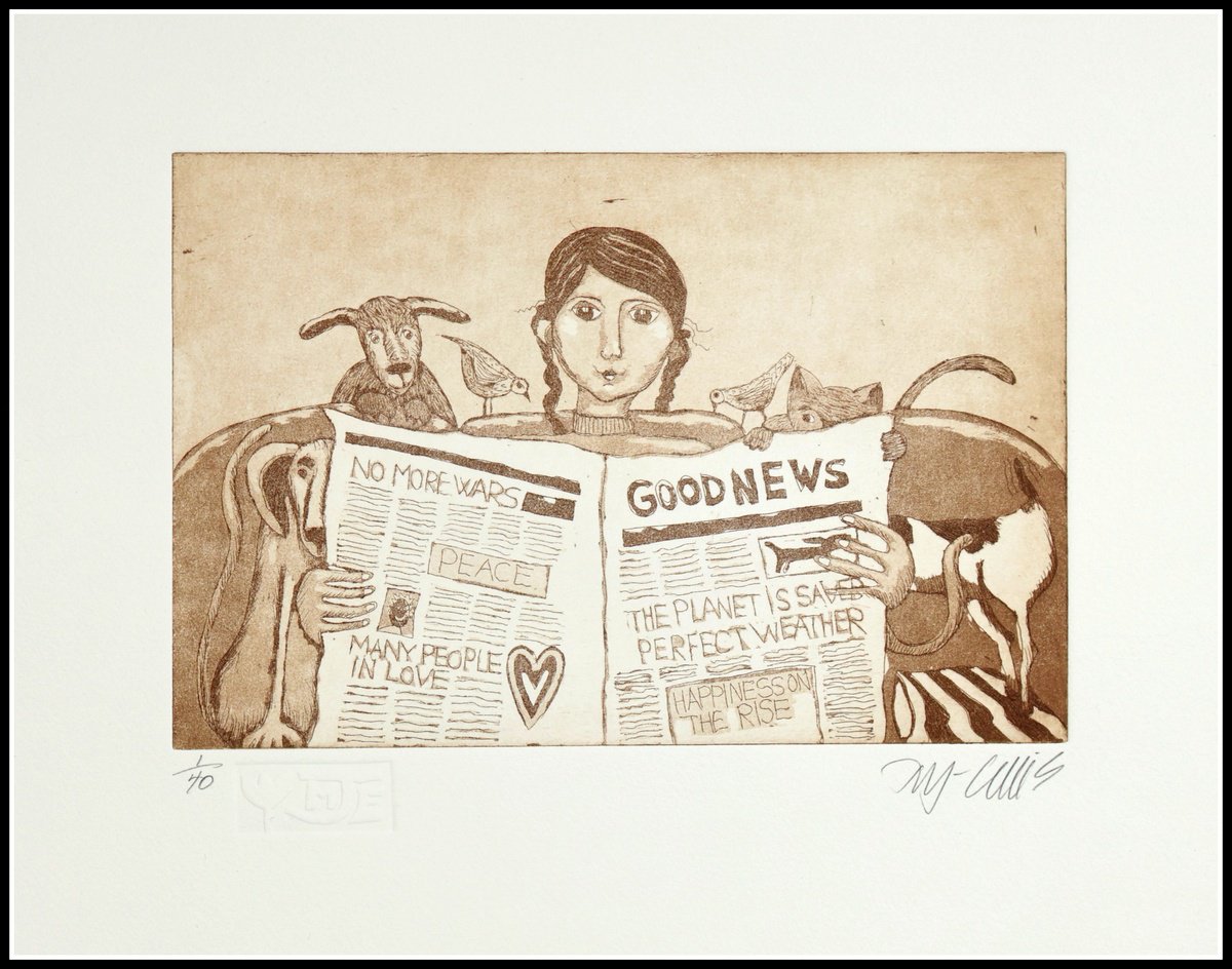 Illustrative Etchings & Engravings , Good News By Mariann Johansen-Ellis, 13 X 10, Artwork For Sale On Artfinder