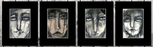 I Have A Secret Collection 1 - 4 Abstract Face Artworks by Kathy Morton Stanion by Kathy Morton Stanion
