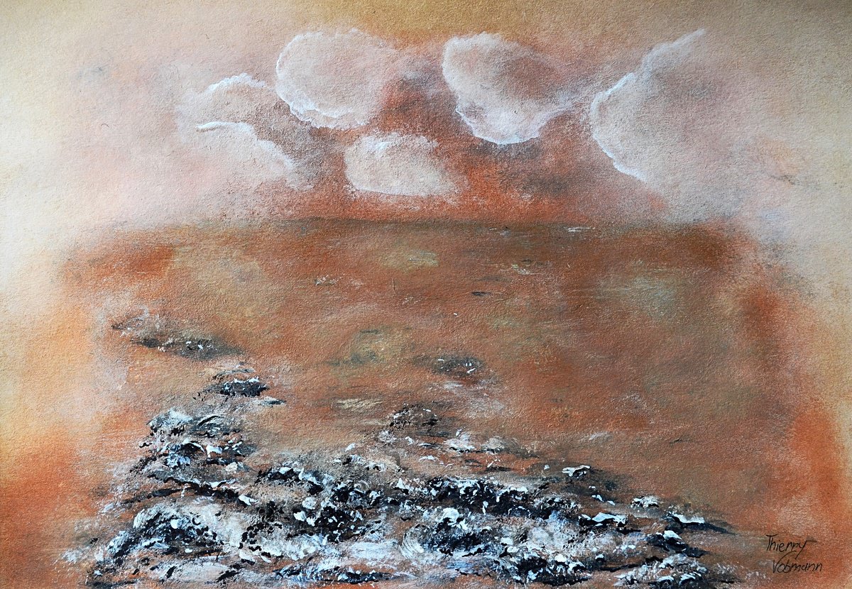 Abstract Acrylic Painting By Thierry Vobmann. Abstract ., 17 X 12", Natural Style 47, Original Artwork