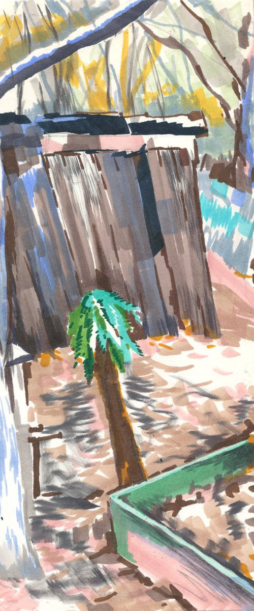 Palm tree in the yard by Masha Gross