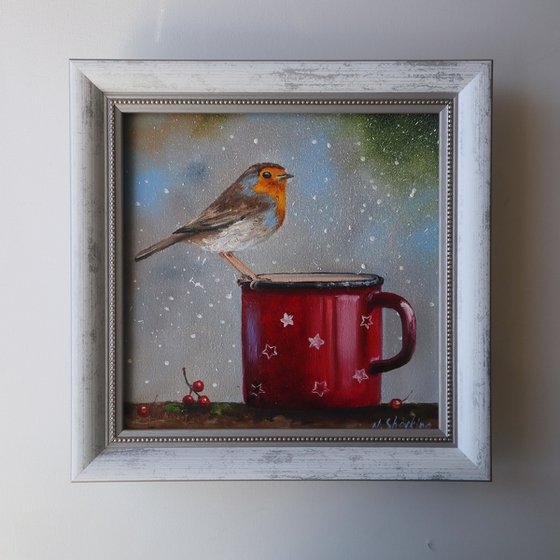 Christmas Robin Painting