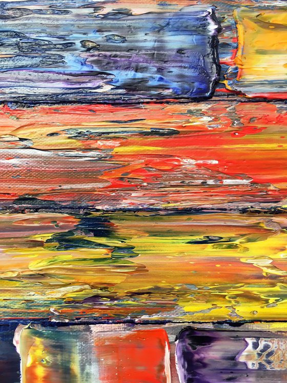 "All Structures Are Unstable" - Original Highly Textured PMS Abstract Oil Painting On Canvas - 36" x 18"