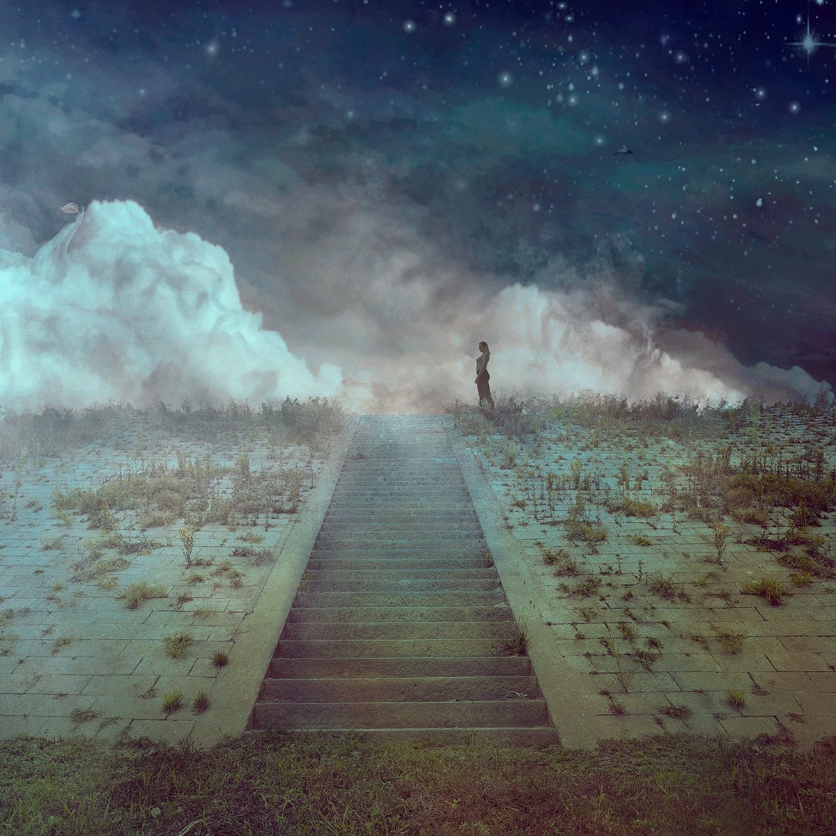 Surrealistic Portrait Photograph By Nikolina Petolas, 31 X 31", Night Air, Original Artwork