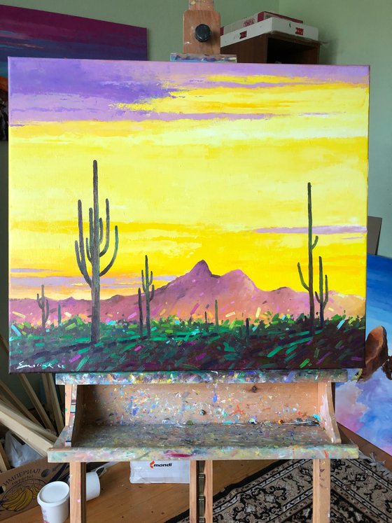 Sunset in desert 60-70cm