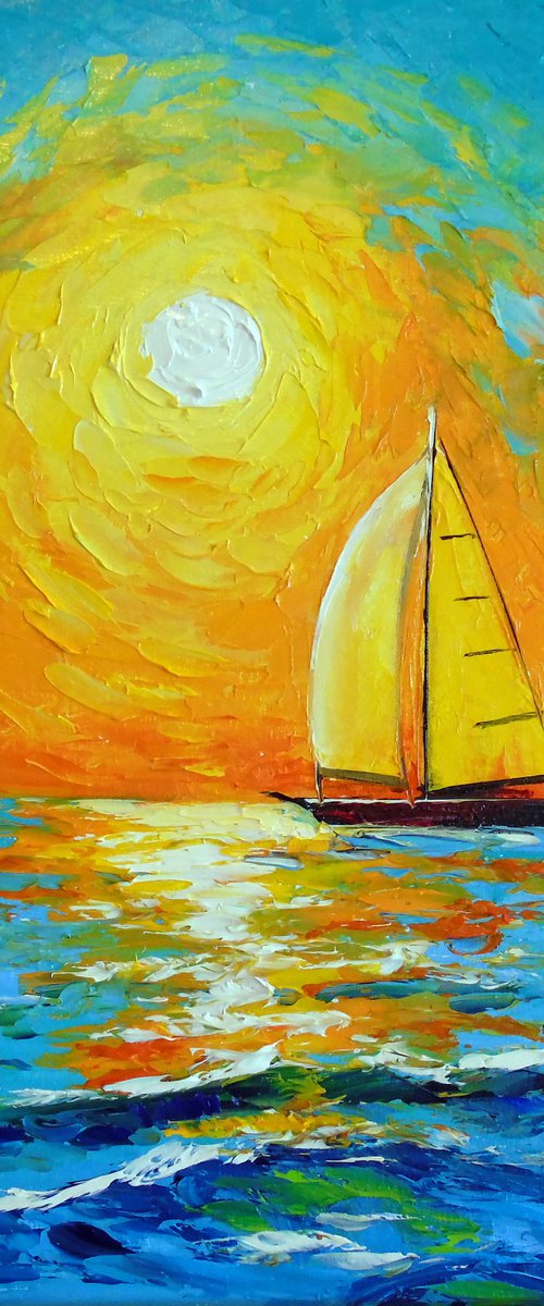 Morning sailboat by Olha Darchuk