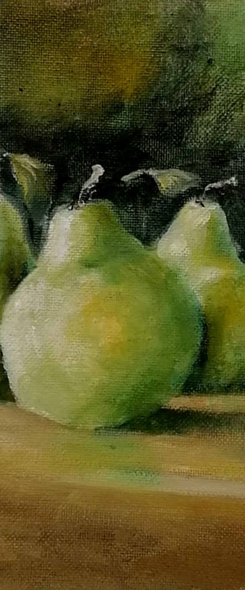 Peras de Sant Joan, still life painting by Susana Z. Harris