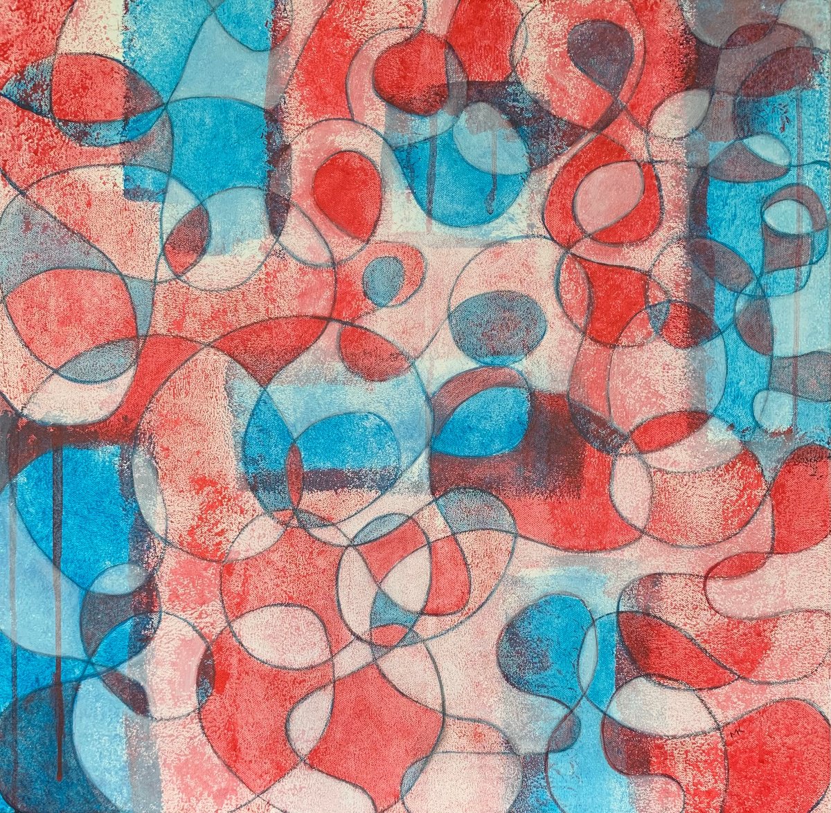 Abstract Acrylic Painting By Maarit Korhonen, 24 X 24", Fusion, Original Artwork