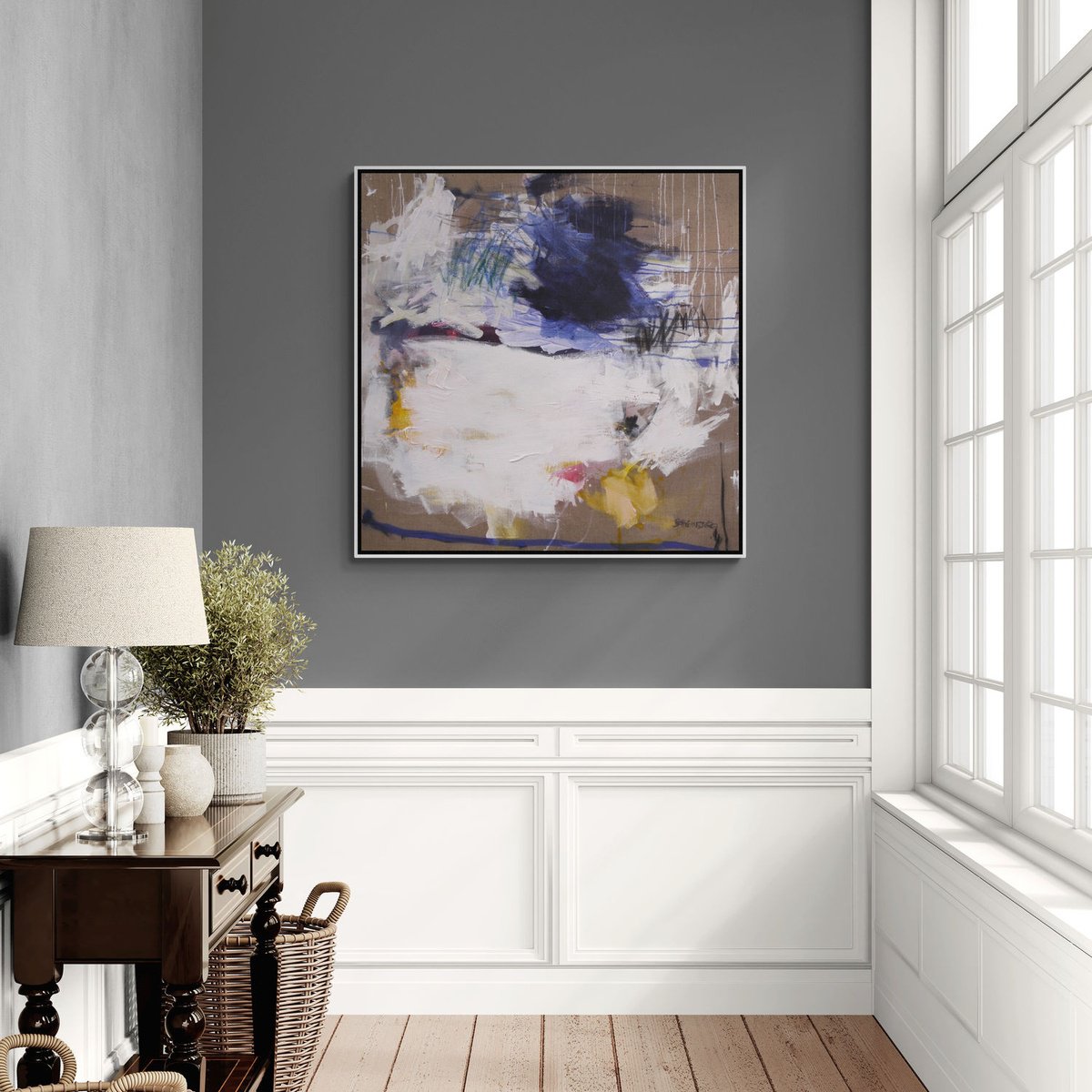 Expressive Abstract Acrylic Painting By Daniela Schweinsberg, 39 X 39, A Breath Of Summer Vi, Original Artwork