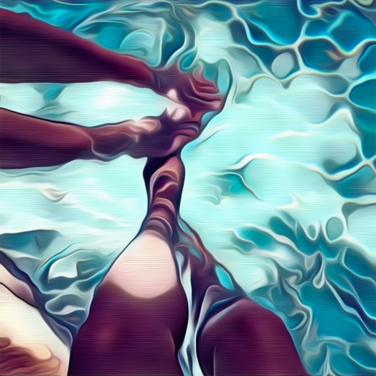 Expressive Portrait Print By Sanja Jancic, 31 X 31", Under Water, Original Artwork