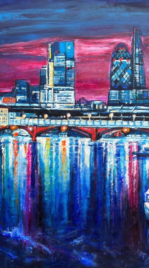 Reflections of London lights by Patricia Clements