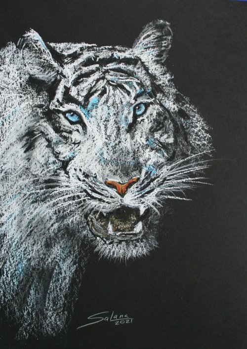 White Tiger /  ORIGINAL PAINTING by Salana Art Gallery