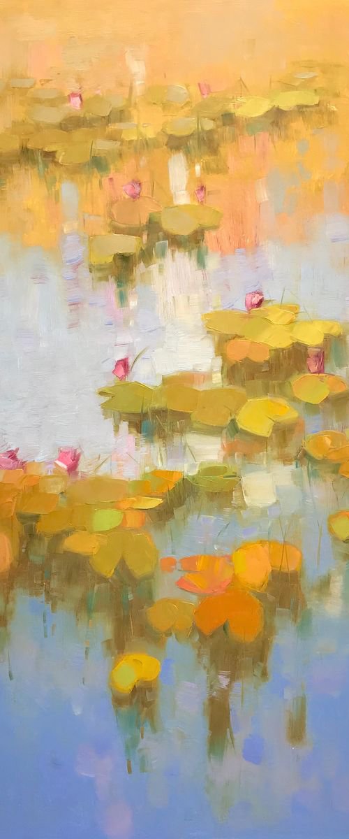 Waterlilies, Original oil Painting, Large Size, Handmade artwork, One of a Kind by Vahe Yeremyan