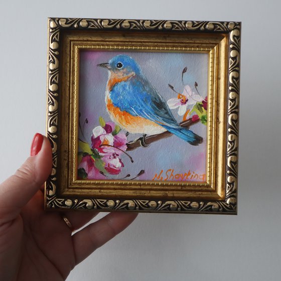 Bluebird on Blossom Branch, Happiness Bird