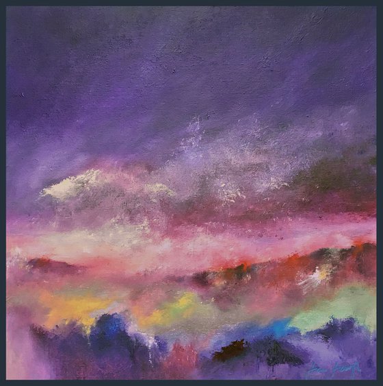 Amethyst Night - Framed acrylic painting, 50 x 50cm