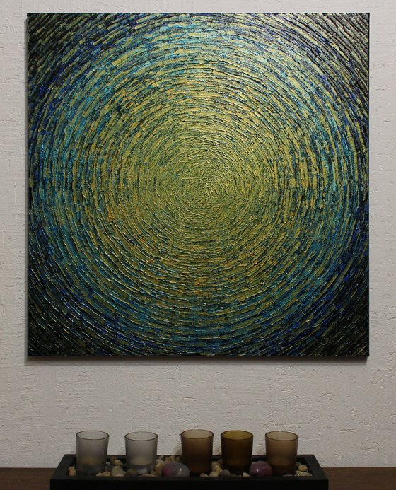 Iridescent blue gold shine