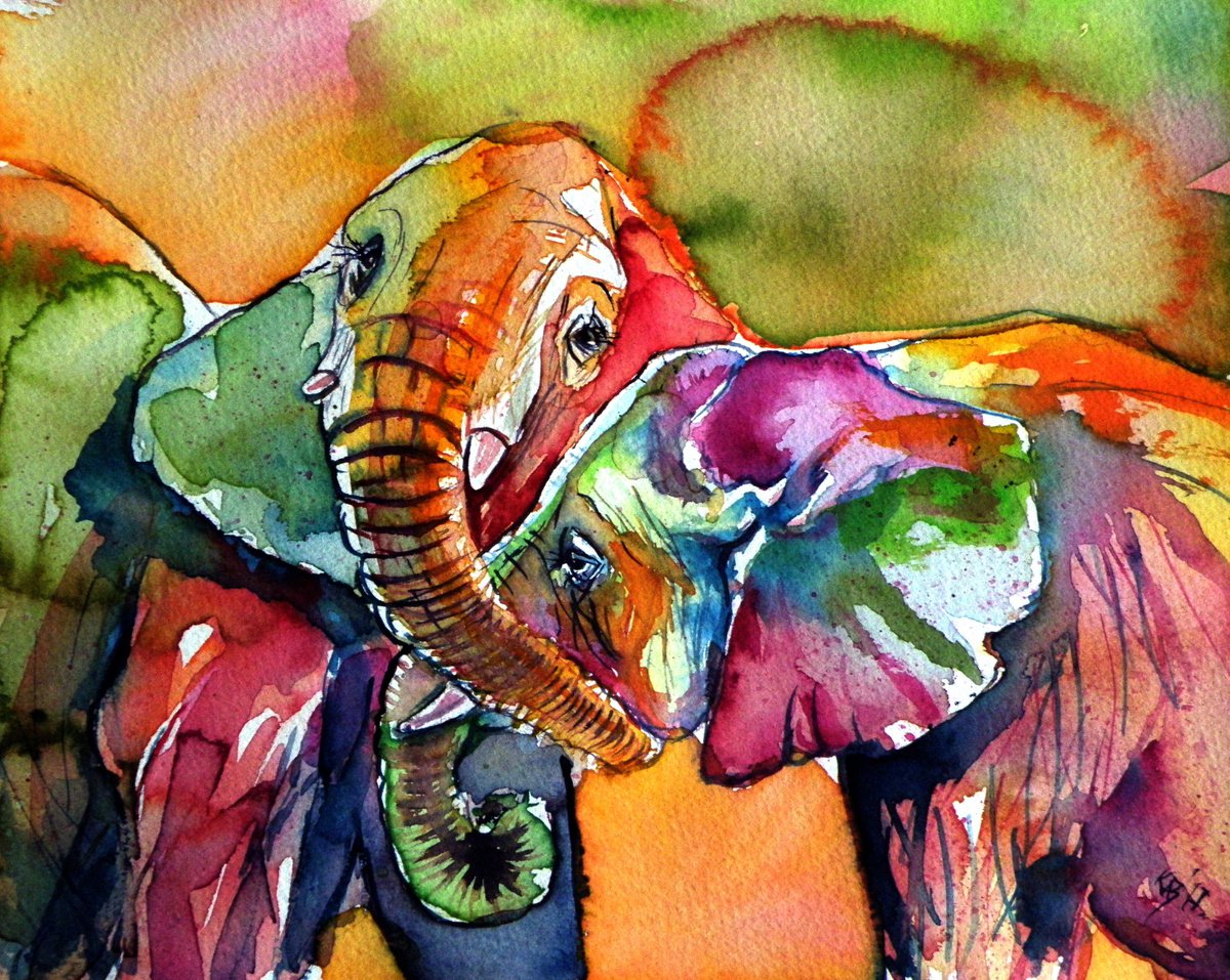 Cute elephants /20 x 24.5 cm/ by Kovacs Anna Brigitta.