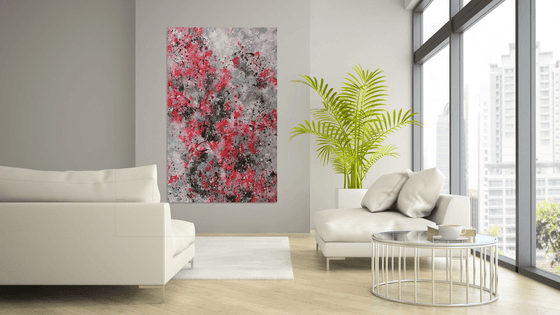 Abstract action painting on canvas by M.Y.