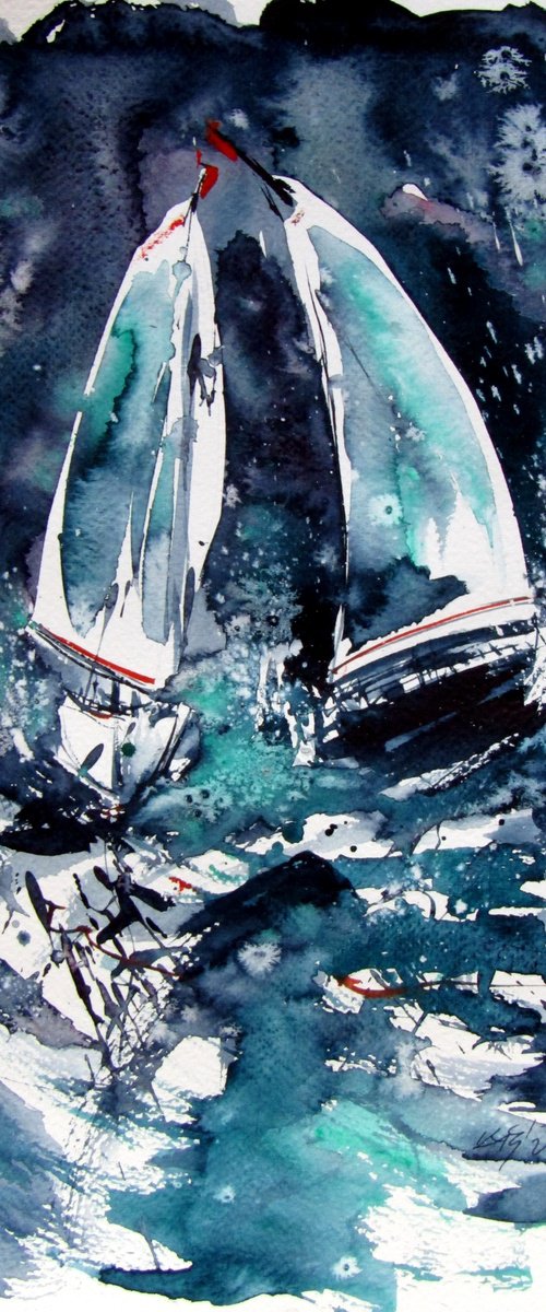 Sailboats at storm by Kovács Anna Brigitta