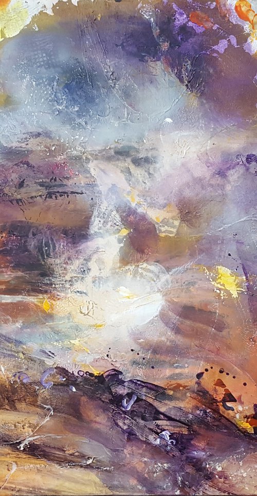 Large beautifull abstract flying dreams composition about childhood colored dreams melancholia O Kloska by Kloska Ovidiu