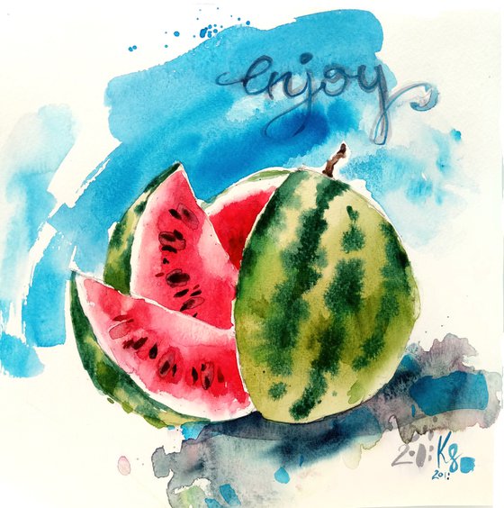 "Watermelon" Original watercolor sketch