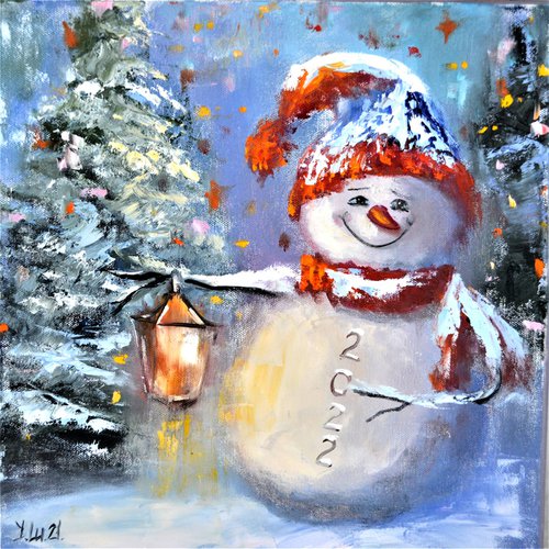 Happy snowman by Elena Lukina